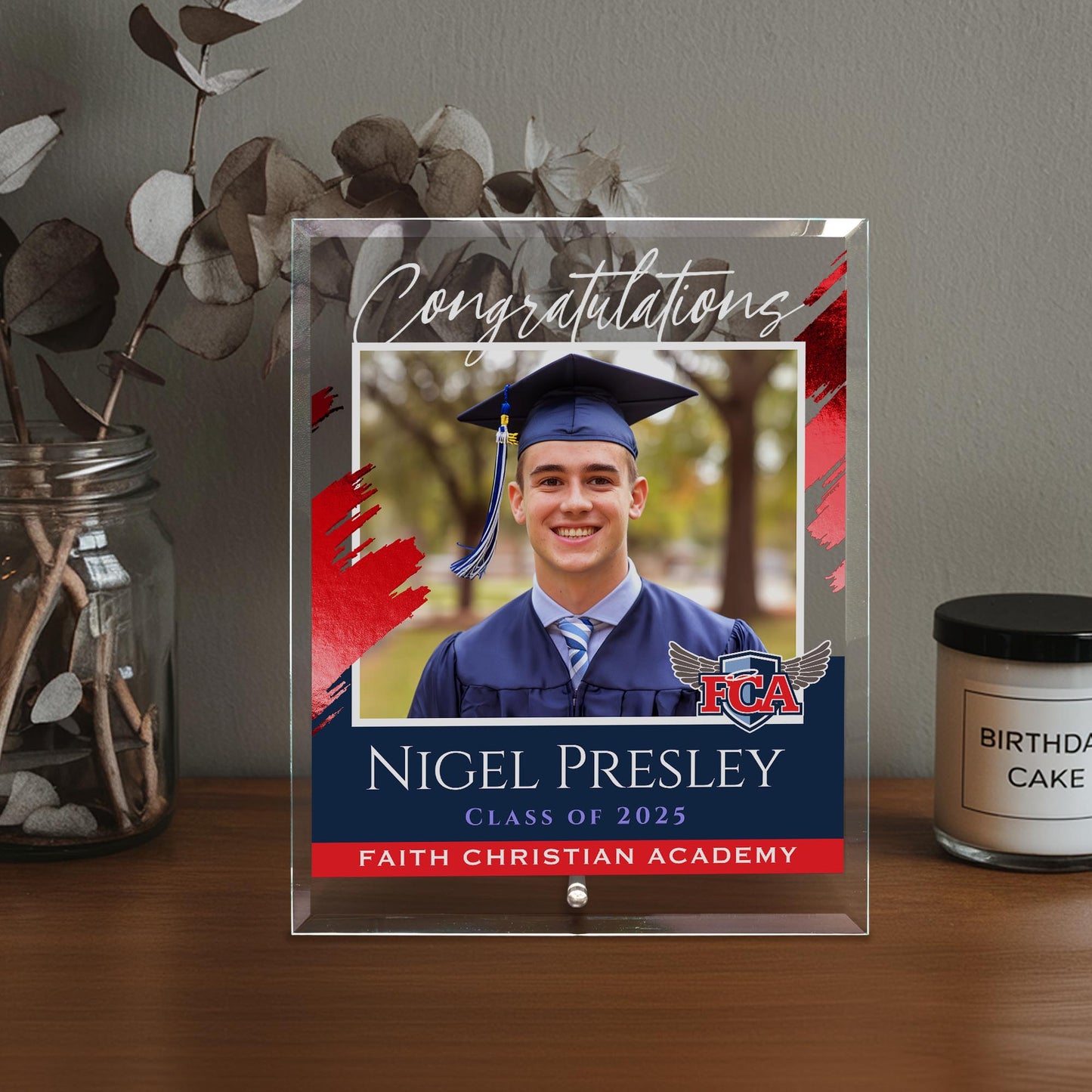 Faith Christian Academy Glass Plaque Design 5