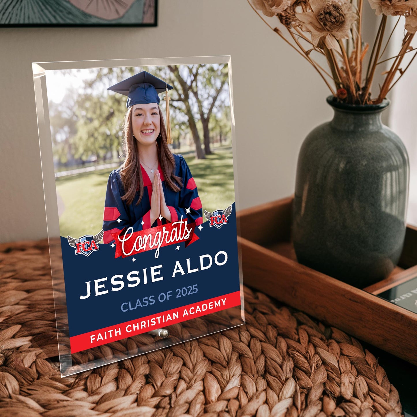 Faith Christian Academy Glass Plaque Design 6