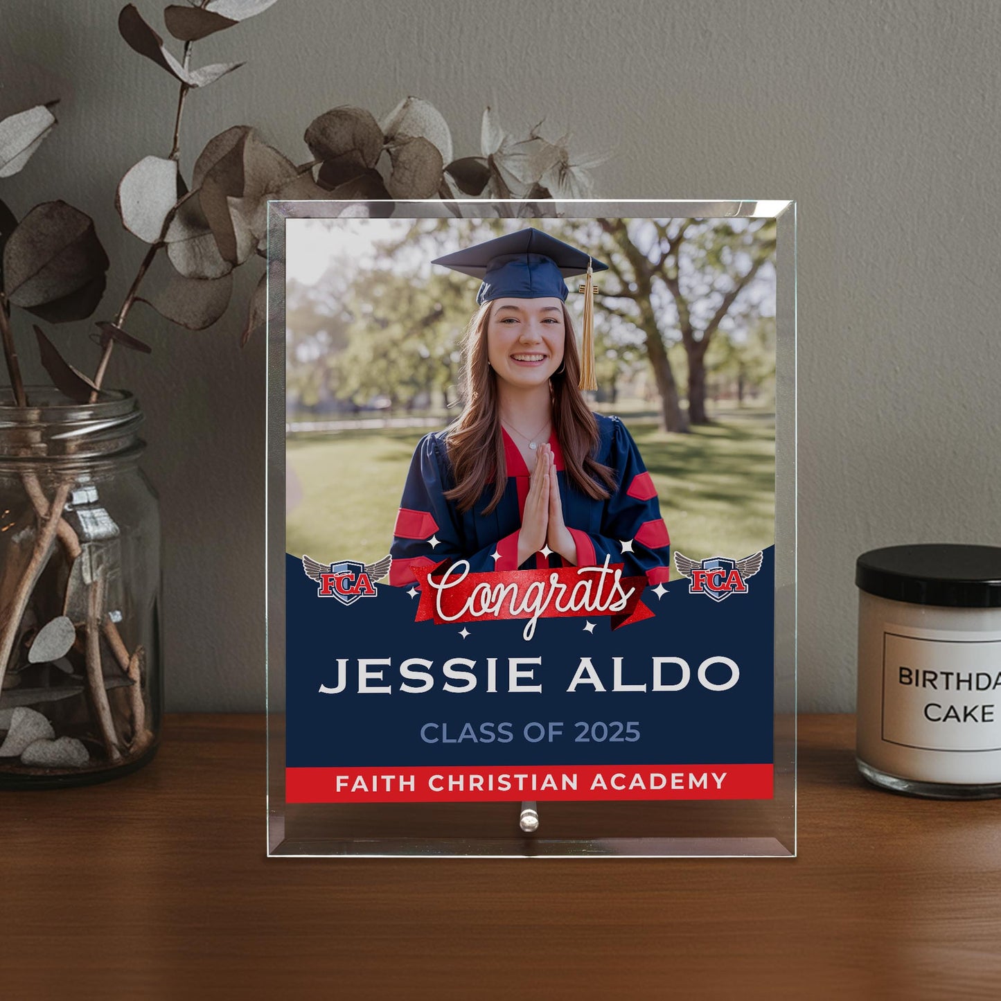 Faith Christian Academy Glass Plaque Design 6