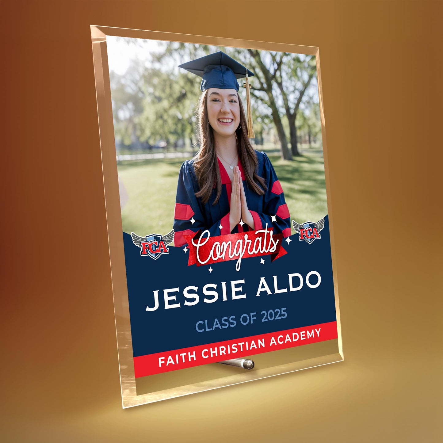 Faith Christian Academy Glass Plaque Design 6