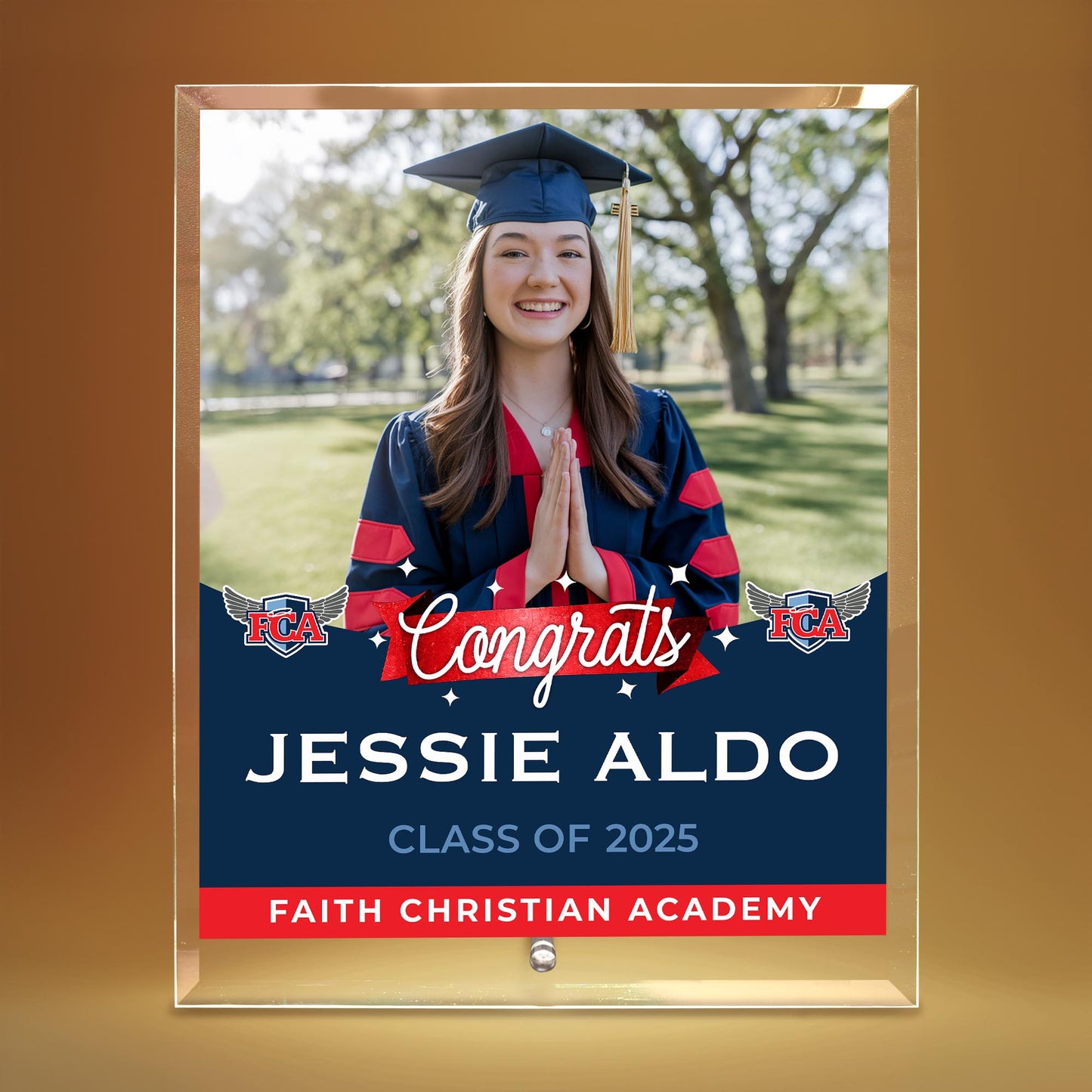 Faith Christian Academy Glass Plaque Design 6