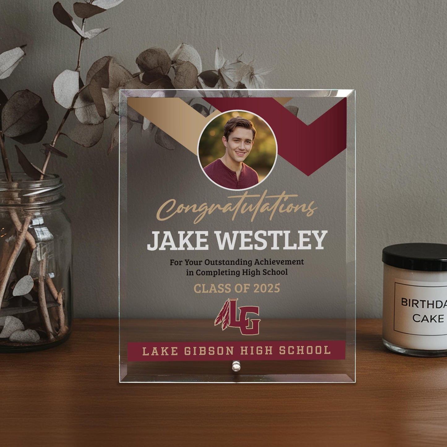 Lake Gibson High School Glass Plaque Design 1