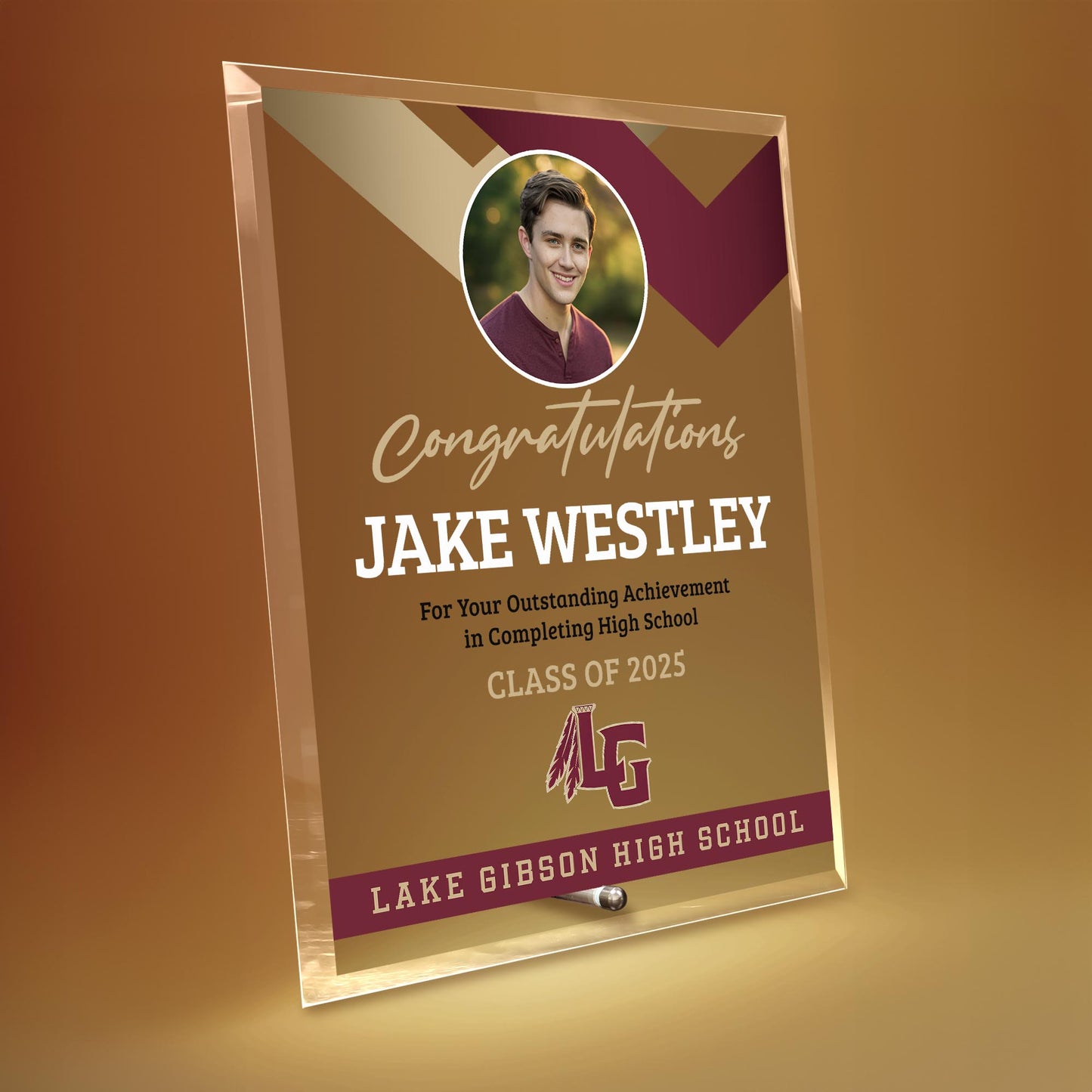 Lake Gibson High School Glass Plaque Design 1