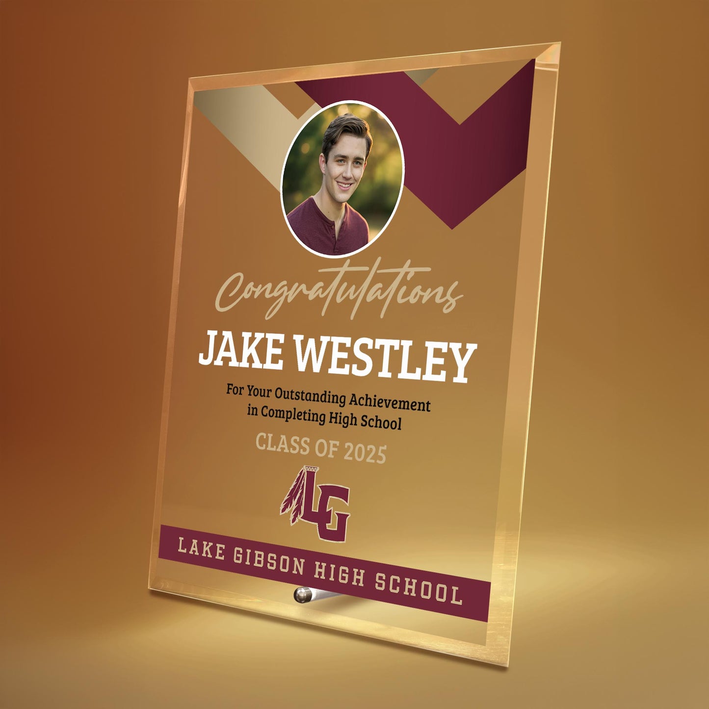 Lake Gibson High School Glass Plaque Design 1