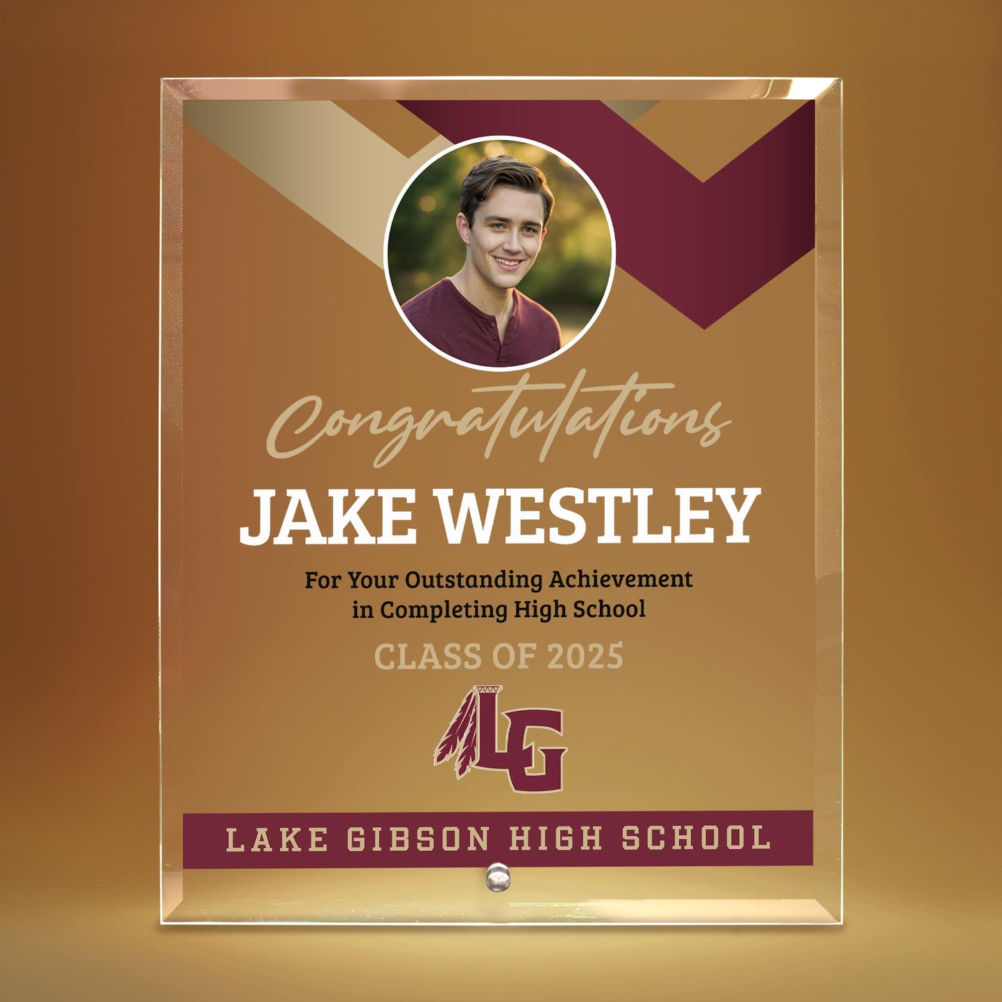 Lake Gibson High School Glass Plaque Design 1