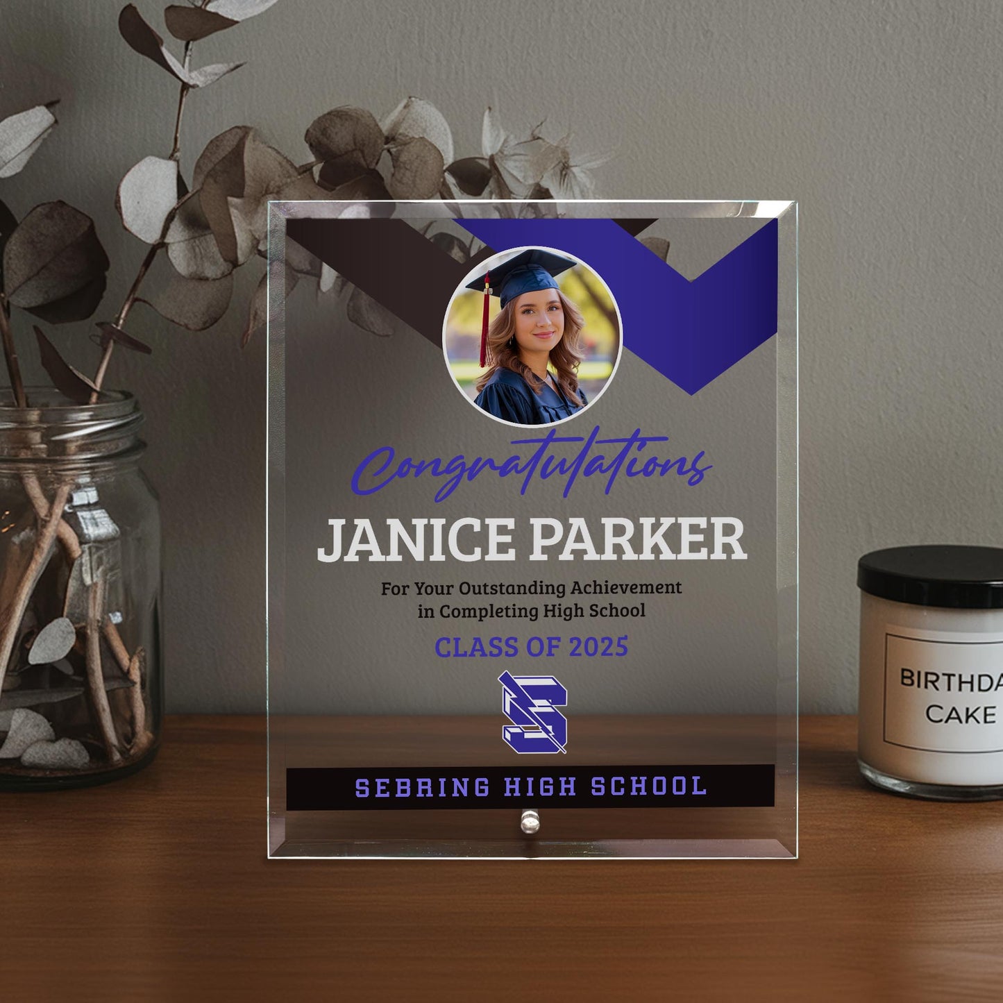 Sebring High School Glass Plaque Design 1