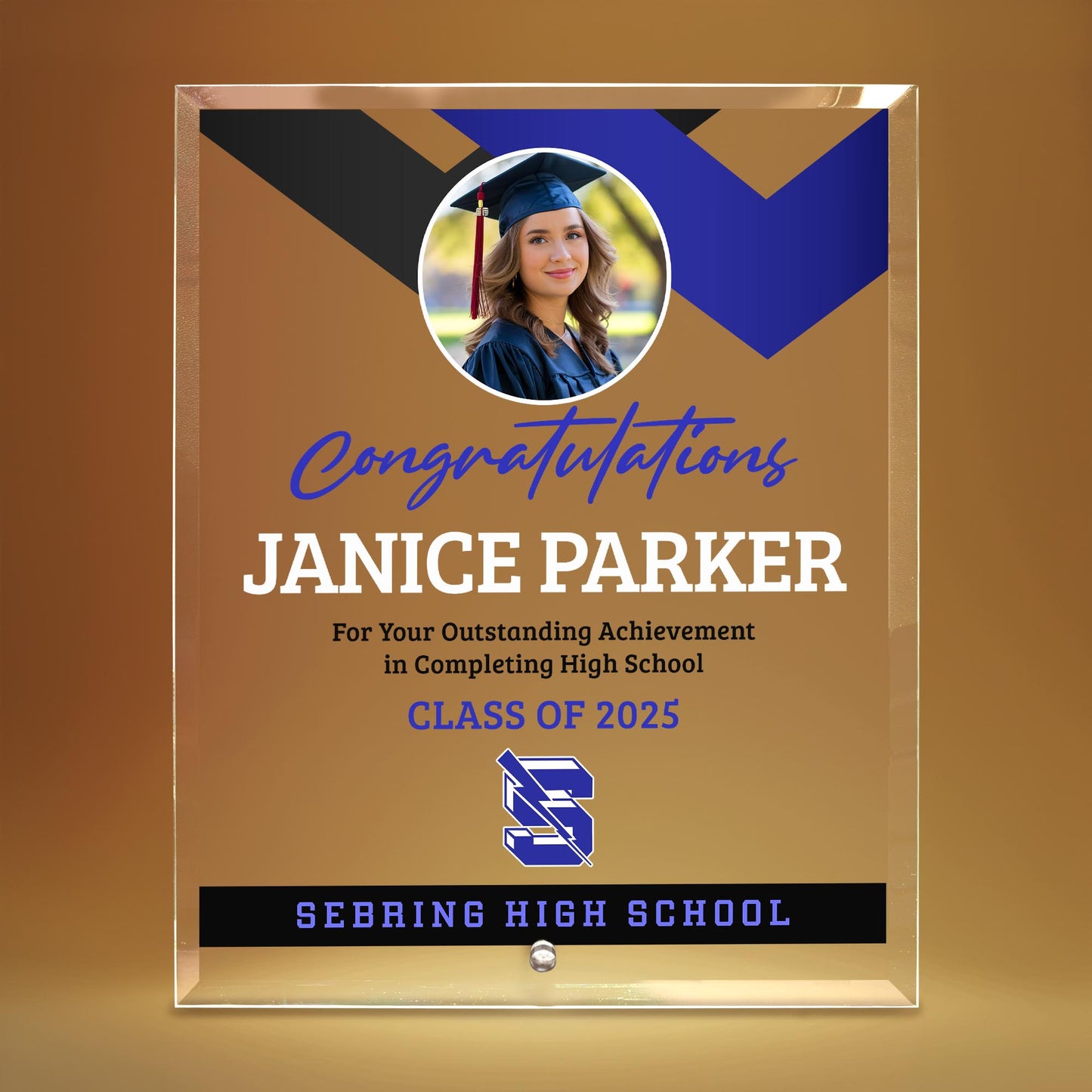 Sebring High School Glass Plaque Design 1