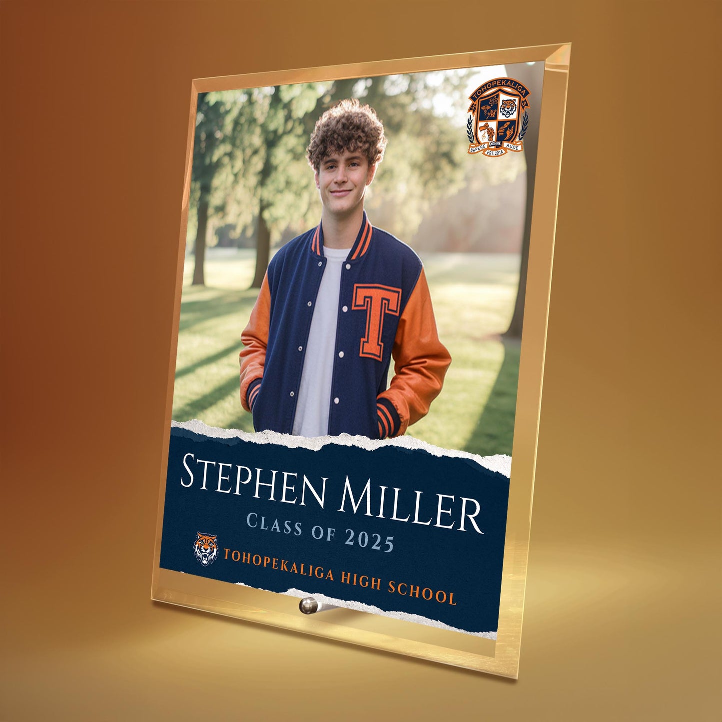 Tohopekaliga High School Glass Plaque Design 3