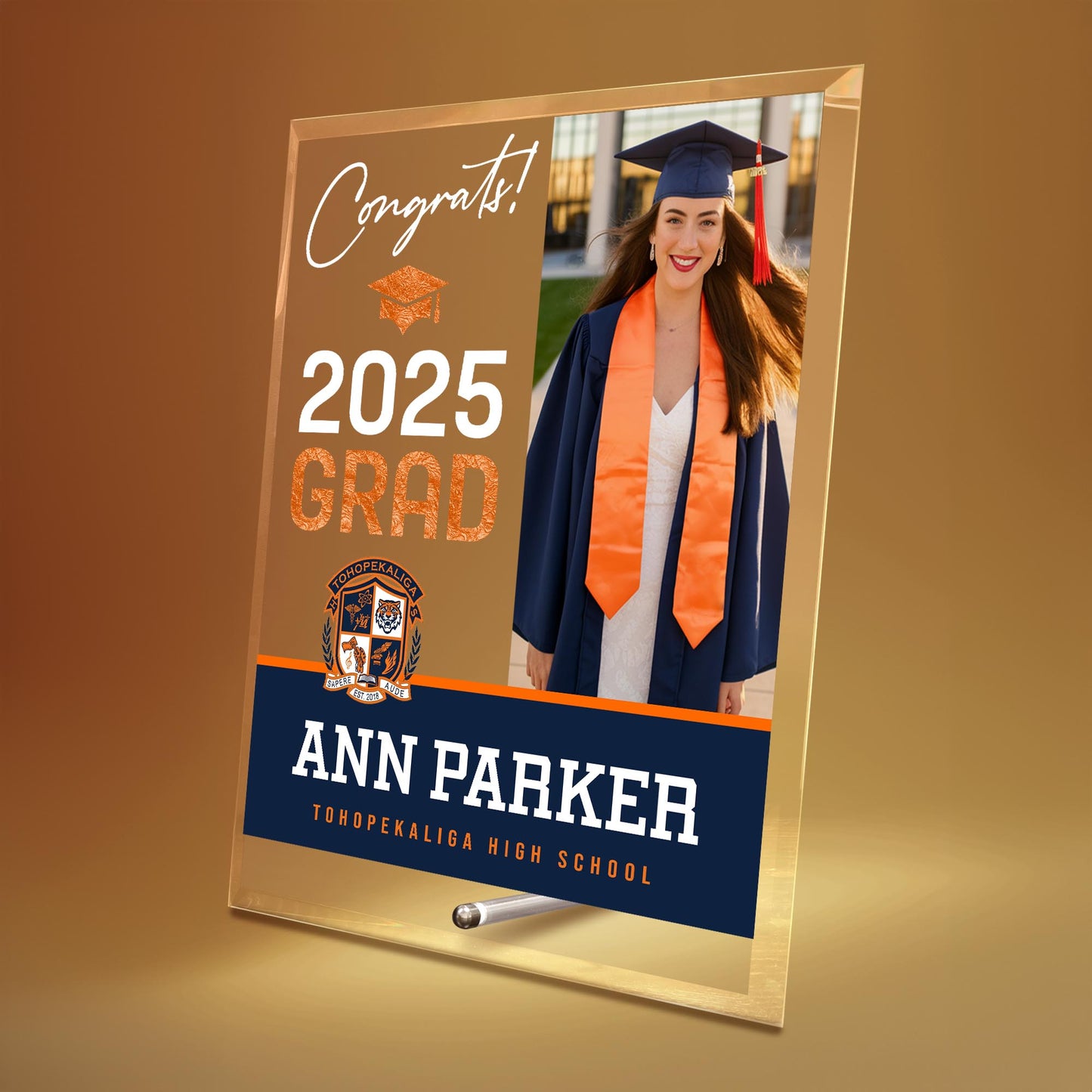 Tohopekaliga High School Glass Plaque Design 4