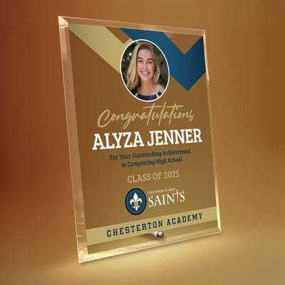 Chesterton Academy of Orlando Glass Plaque Design 1