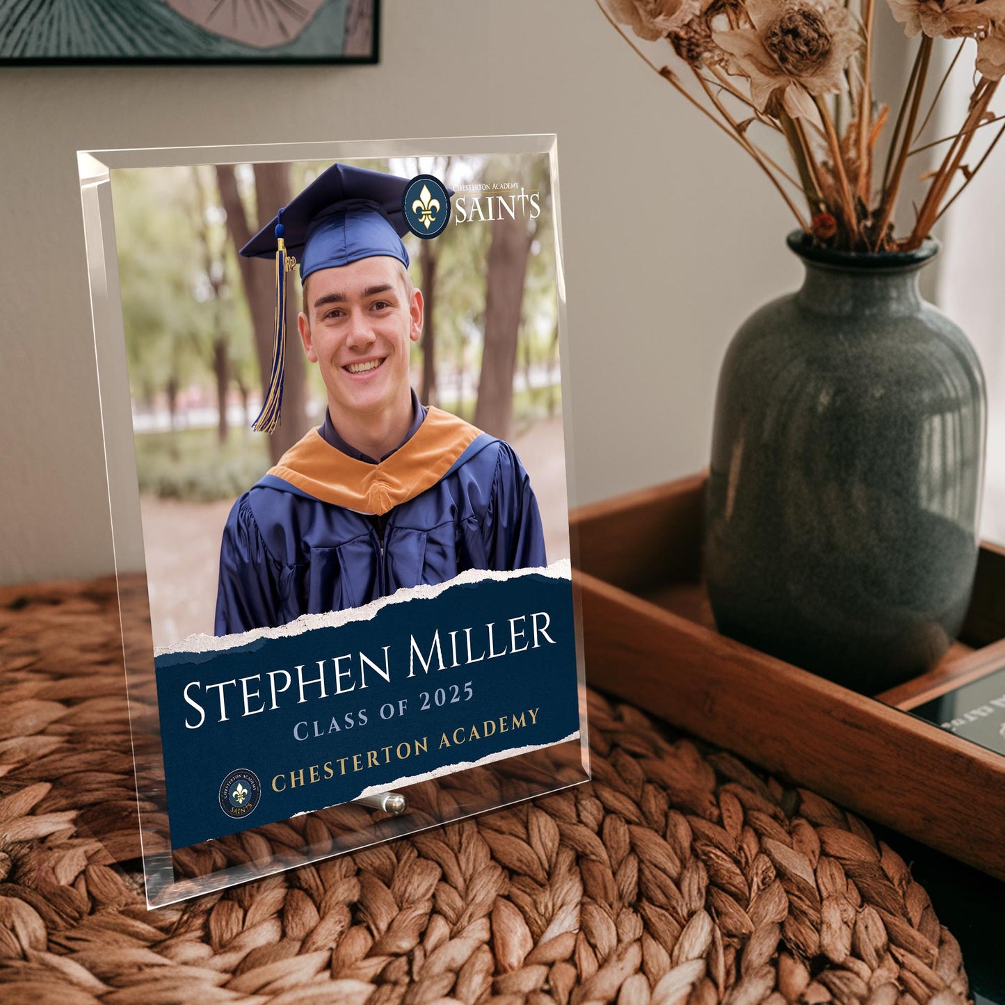 Chesterton Academy of Orlando Glass Plaque Design 3