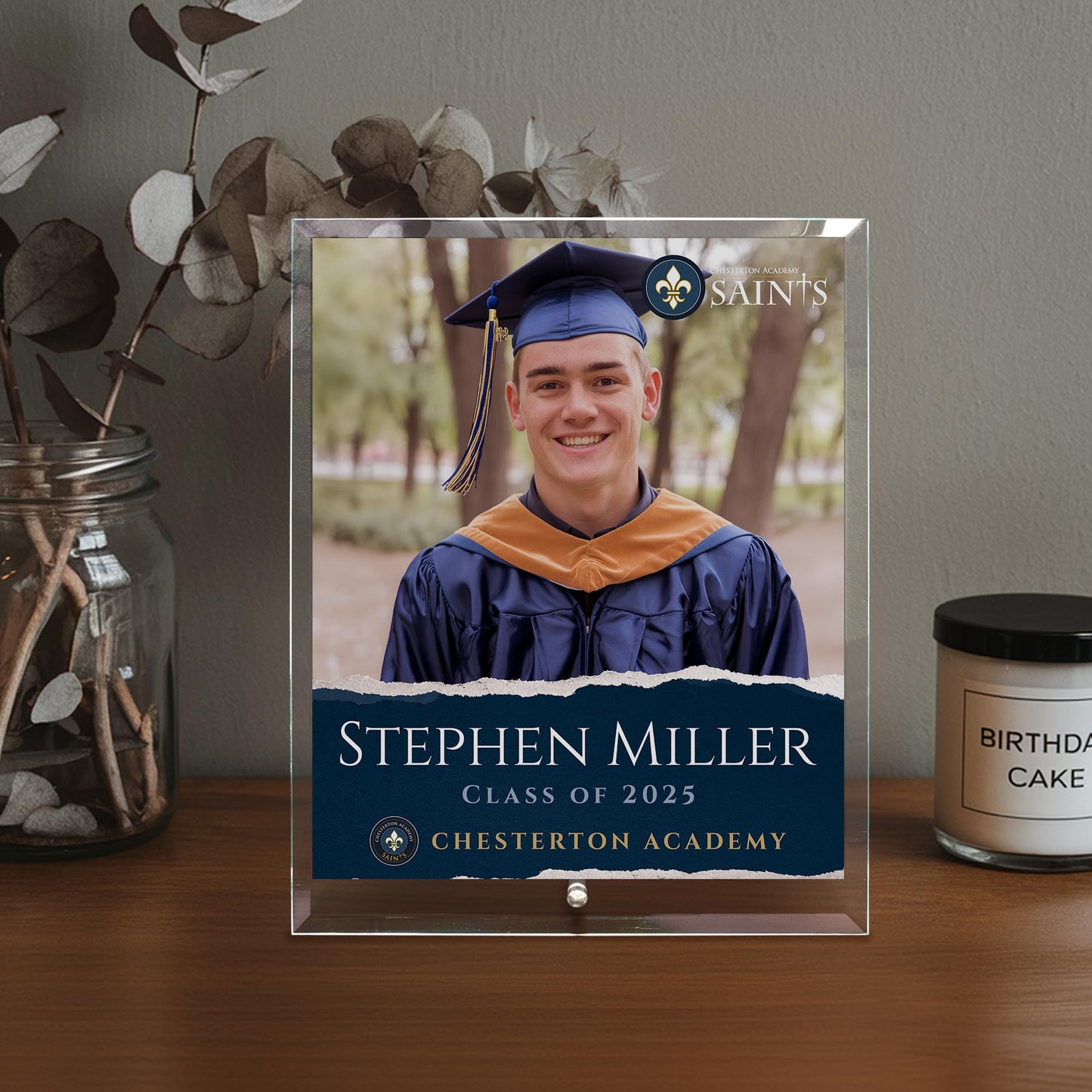 Chesterton Academy of Orlando Glass Plaque Design 3