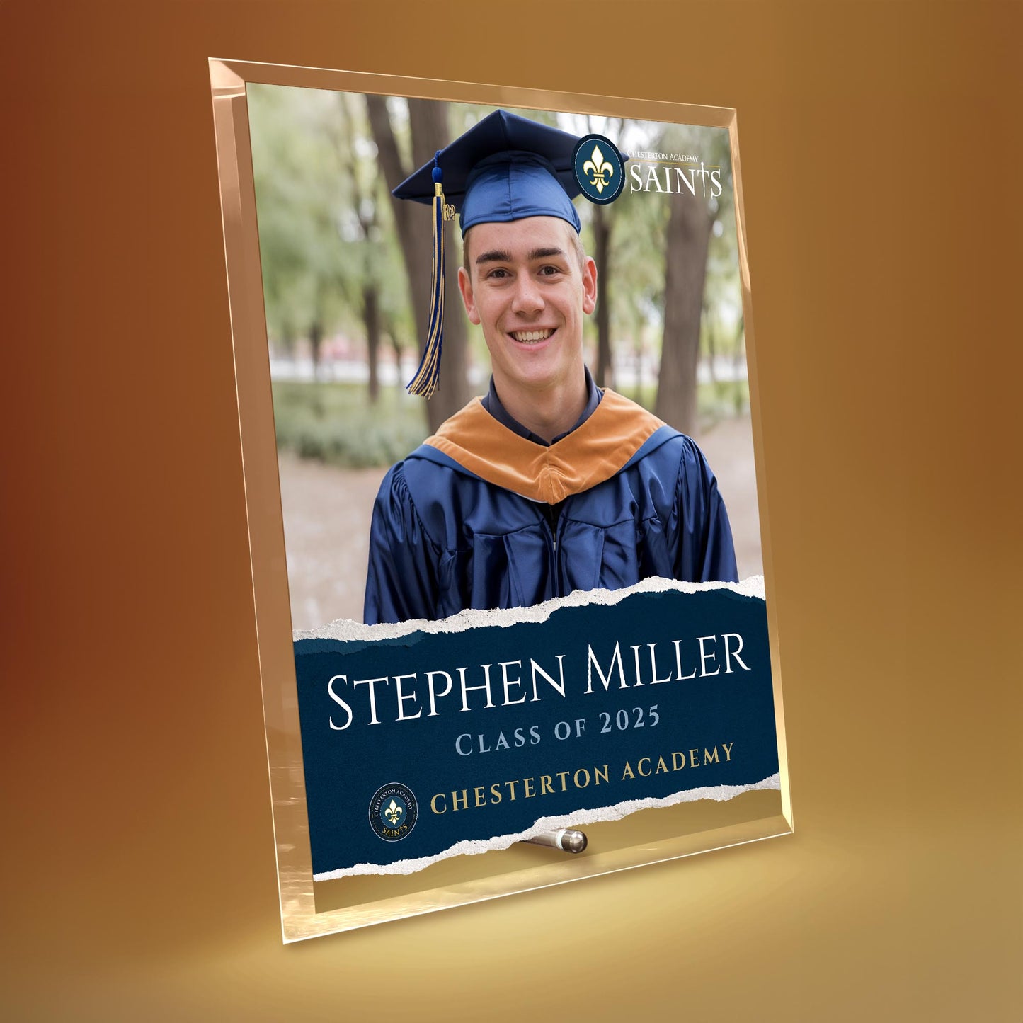 Chesterton Academy of Orlando Glass Plaque Design 3