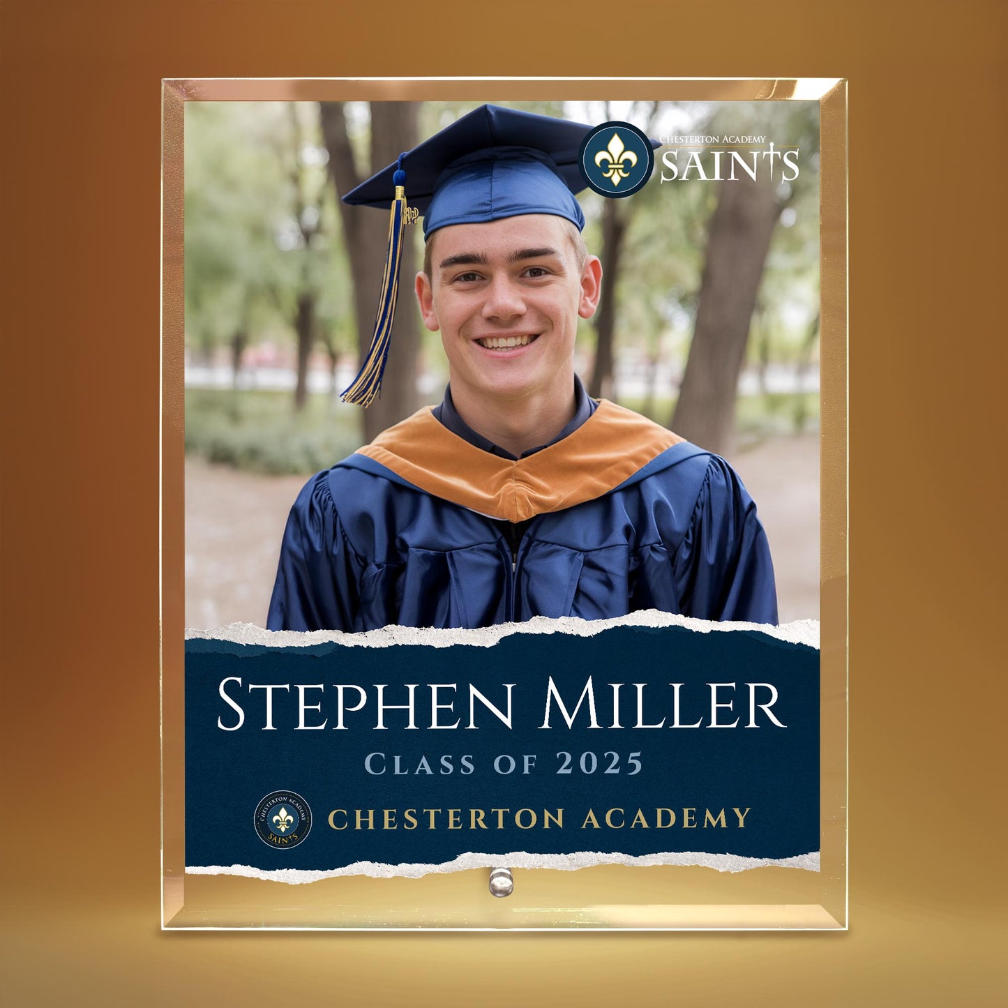 Chesterton Academy of Orlando Glass Plaque Design 3