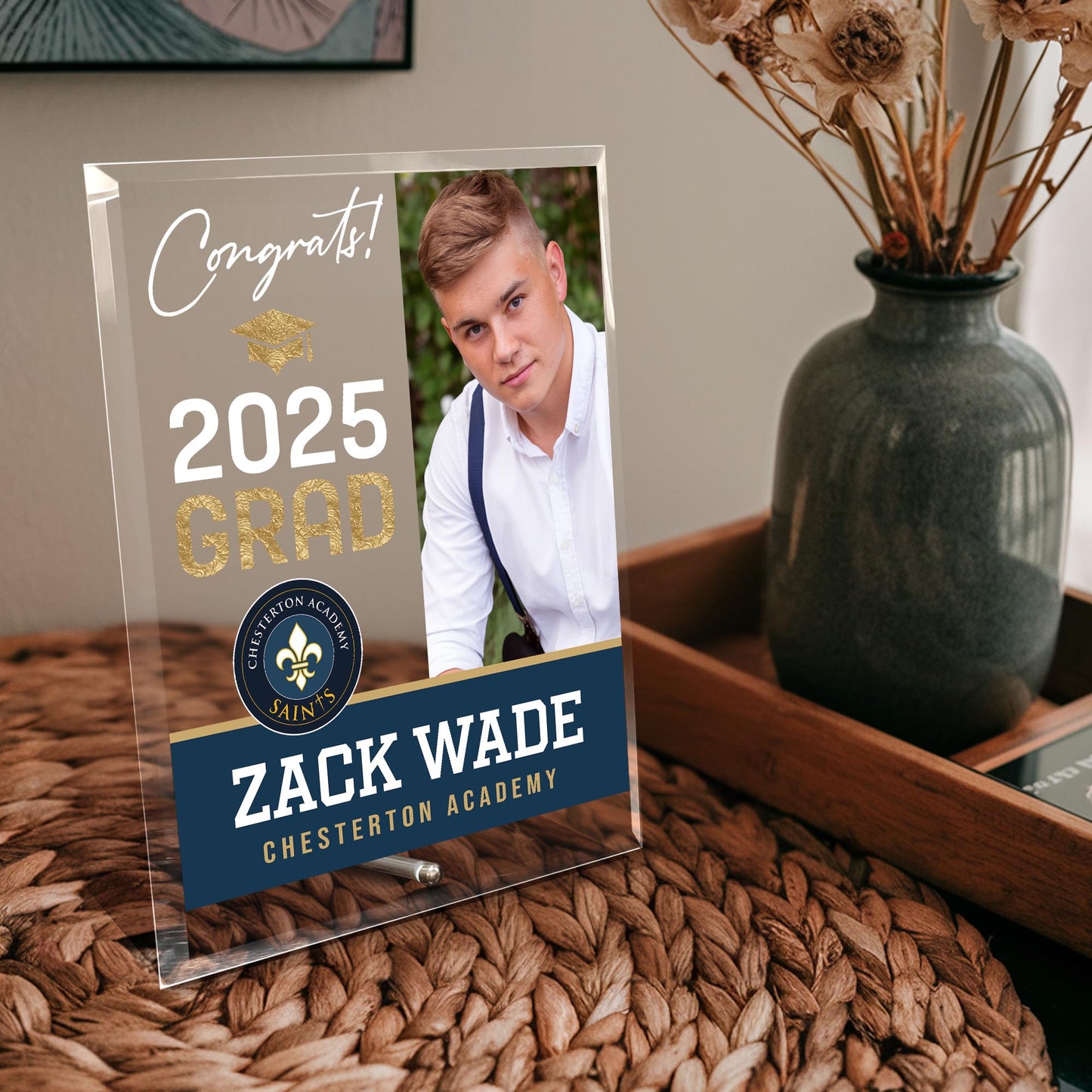 Chesterton Academy of Orlando Glass Plaque Design 4