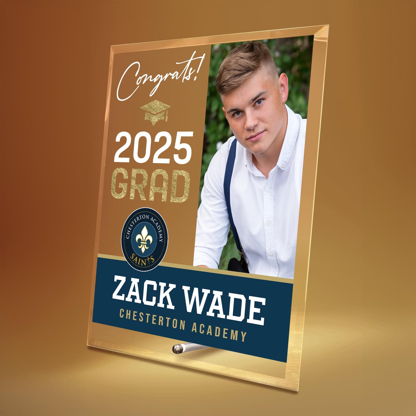 Chesterton Academy of Orlando Glass Plaque Design 4