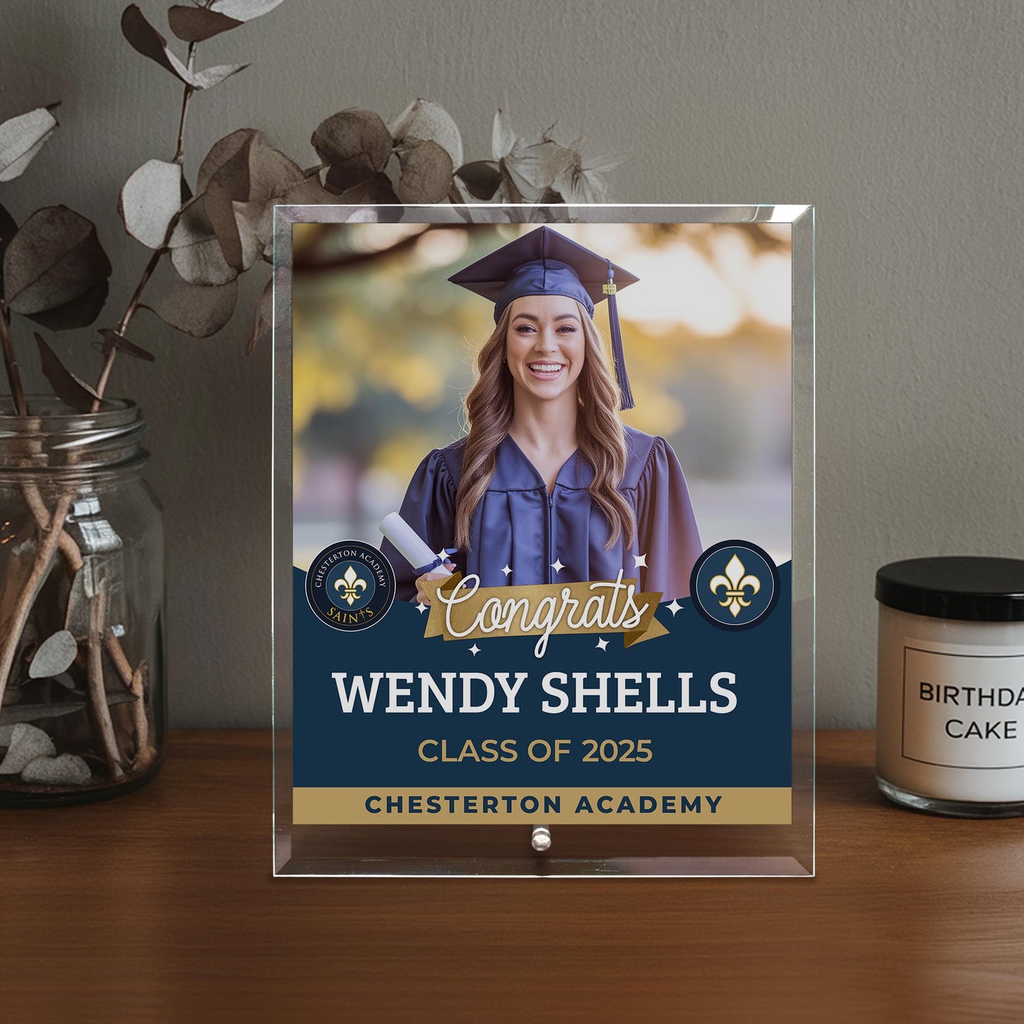 Chesterton Academy of Orlando Glass Plaque Design 6