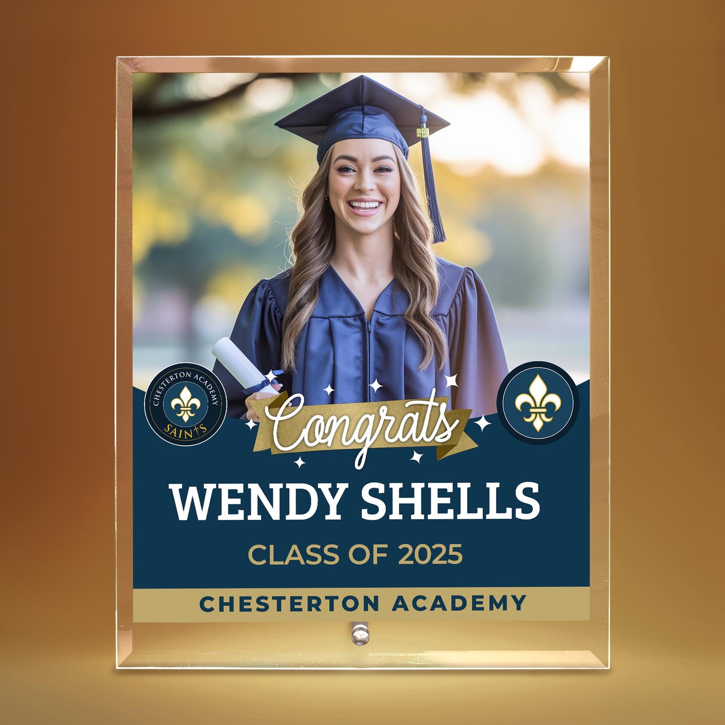 Chesterton Academy of Orlando Glass Plaque Design 6