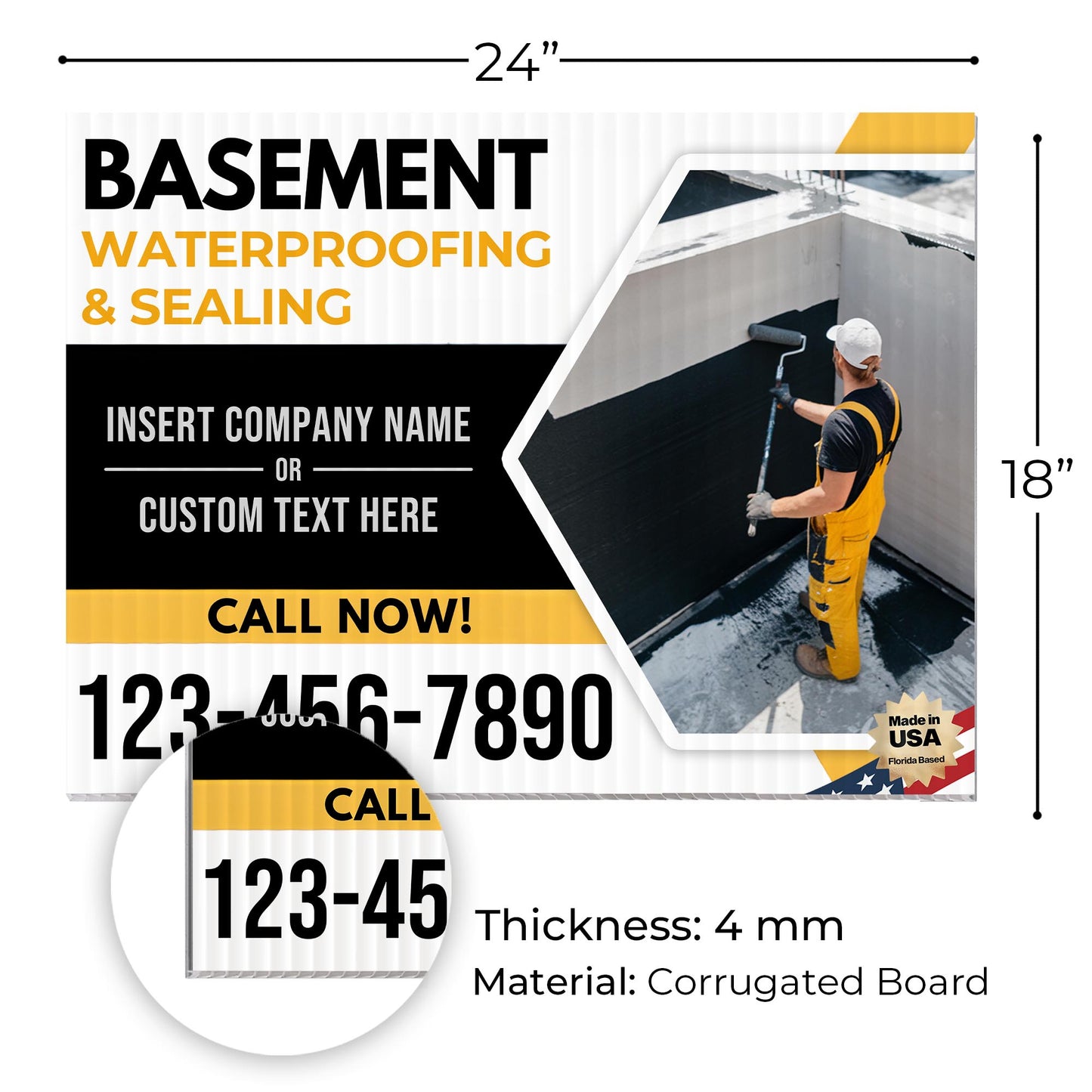 Basement Waterproofing and Sealing Services Yard Sign Design 3 -  BFS-BSMNT-24X18-DS-D3-BFS-BSMNT-24X18-SS-D3