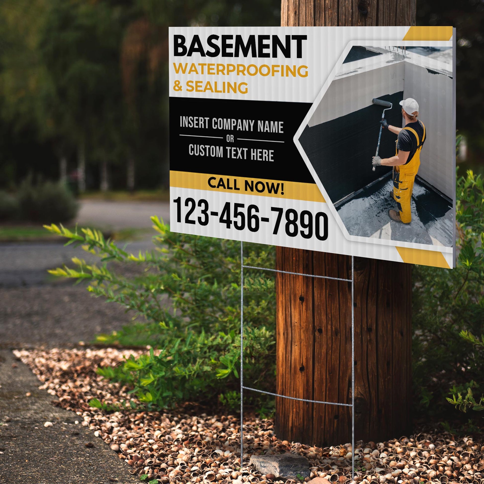 Basement Waterproofing and Sealing Services Yard Sign Design 3 -  BFS-BSMNT-24X18-DS-D3-BFS-BSMNT-24X18-SS-D3