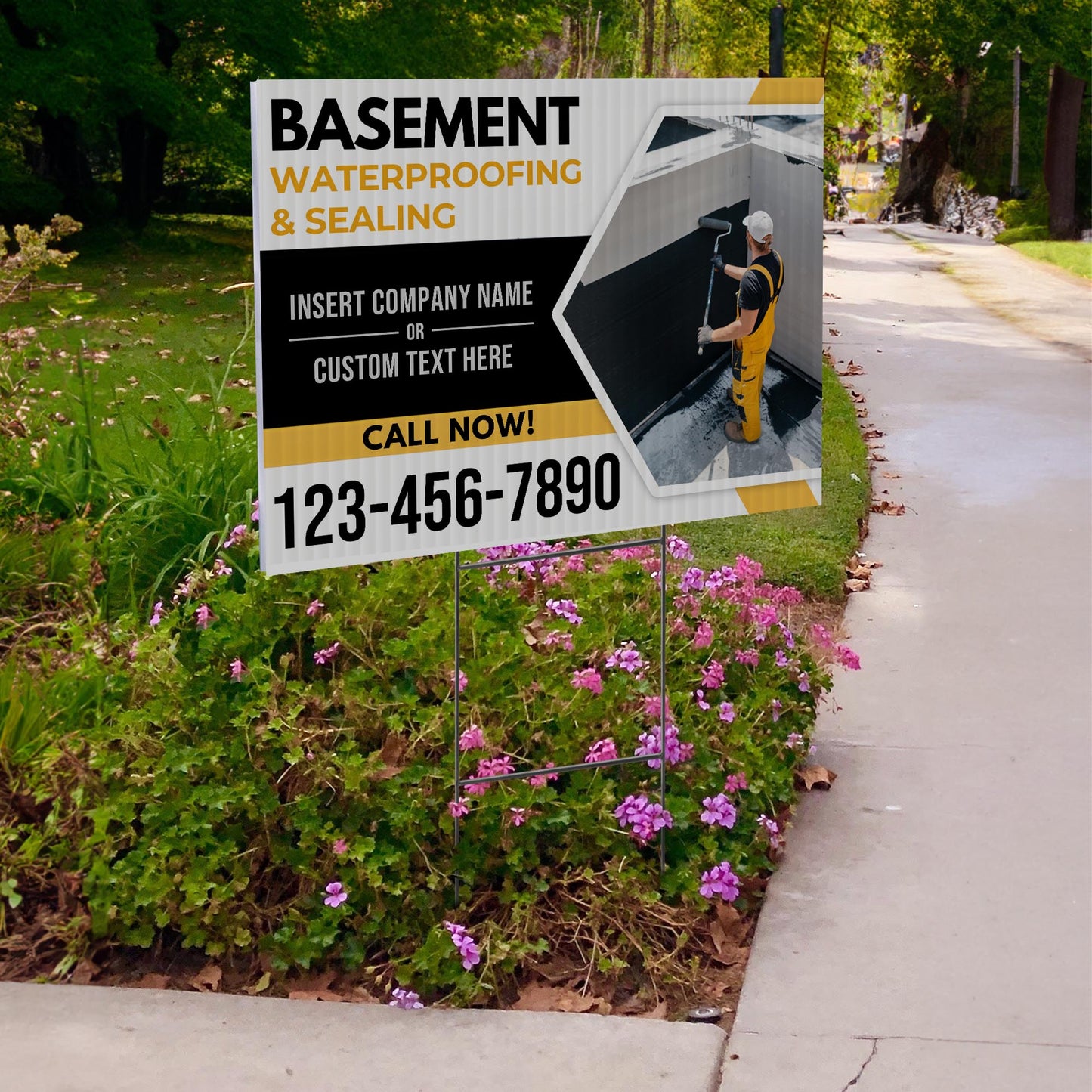 Basement Waterproofing and Sealing Services Yard Sign Design 3 -  BFS-BSMNT-24X18-DS-D3-BFS-BSMNT-24X18-SS-D3