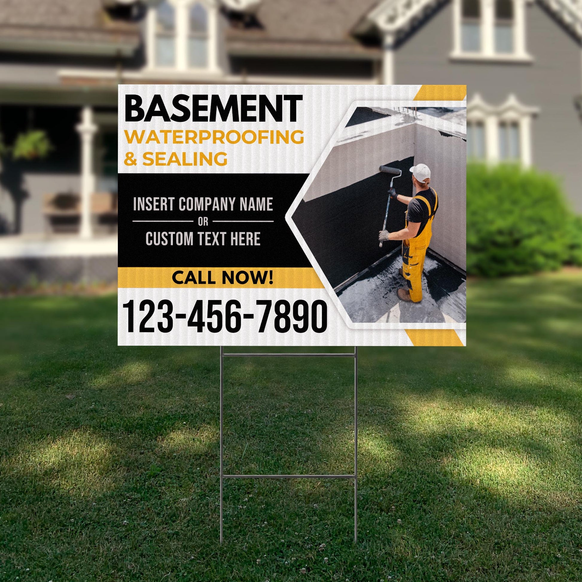 Basement Waterproofing and Sealing Services Yard Sign Design 3 -  BFS-BSMNT-24X18-DS-D3-BFS-BSMNT-24X18-SS-D3