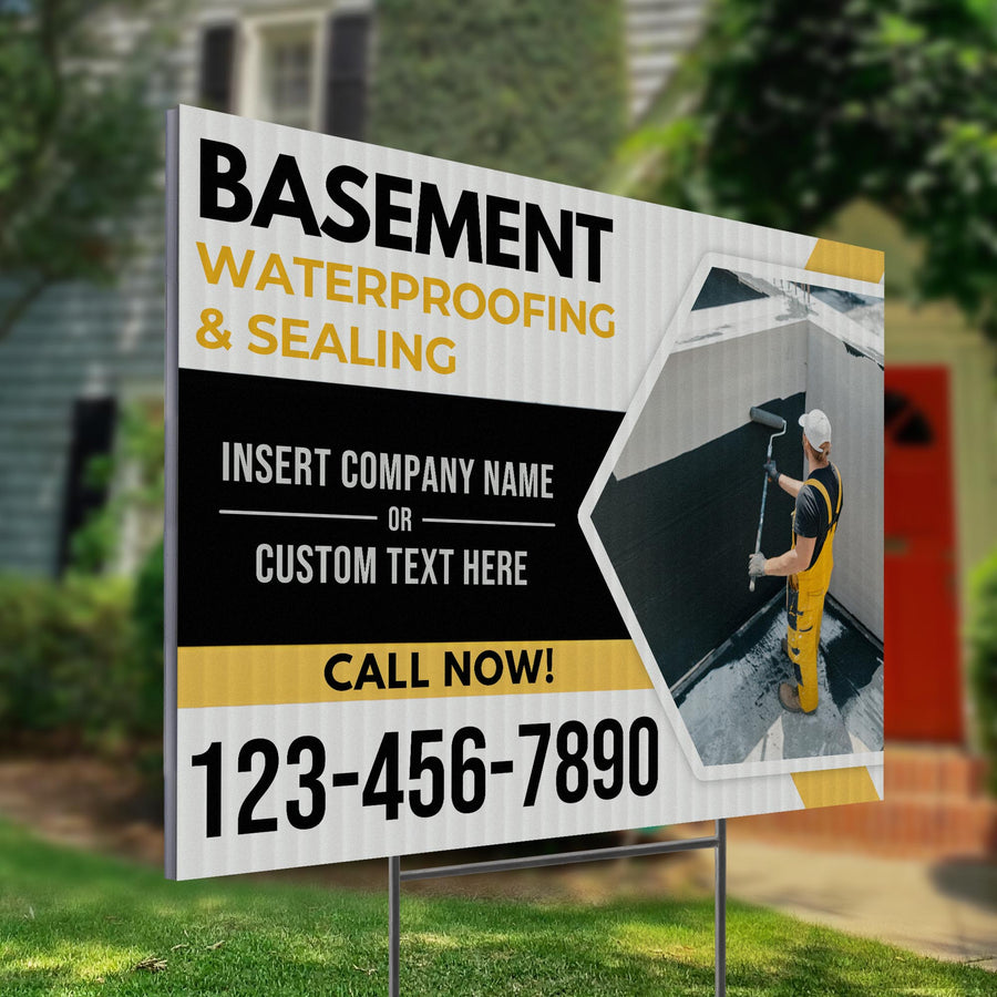 Basement Waterproofing and Sealing Services Yard Sign Design 3 -  BFS-BSMNT-24X18-DS-D3-BFS-BSMNT-24X18-SS-D3