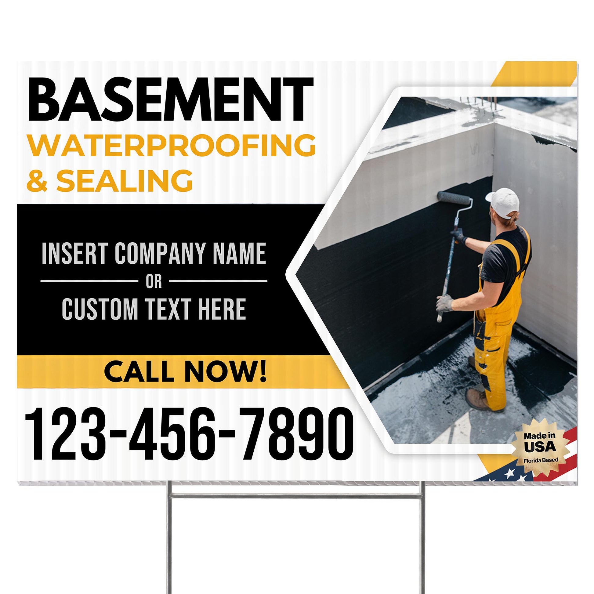 Basement Waterproofing and Sealing Services Yard Sign Design 3 -  BFS-BSMNT-24X18-DS-D3-BFS-BSMNT-24X18-SS-D3