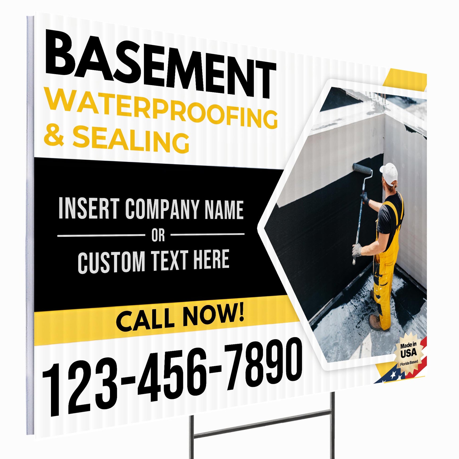Basement Waterproofing and Sealing Services Yard Sign Design 3 -  BFS-BSMNT-24X18-DS-D3-BFS-BSMNT-24X18-SS-D3