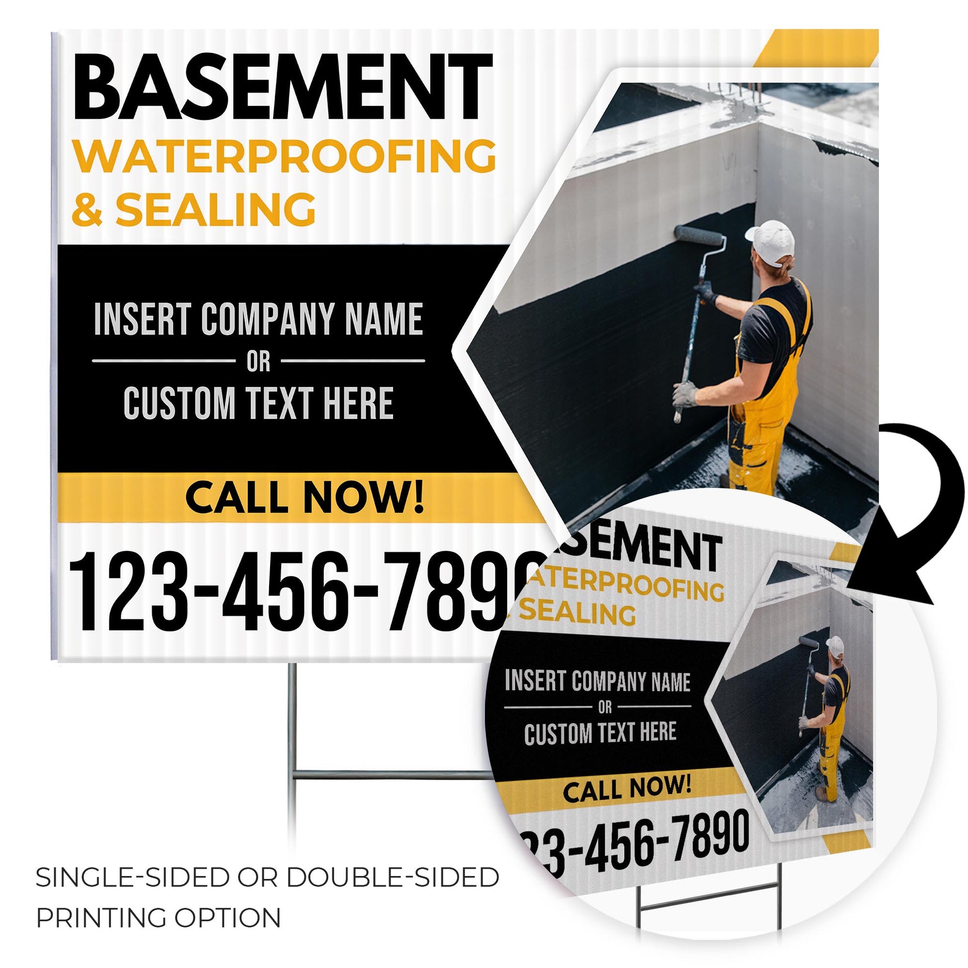 Basement Waterproofing and Sealing Services Yard Sign Design 3 -  BFS-BSMNT-24X18-DS-D3-BFS-BSMNT-24X18-SS-D3