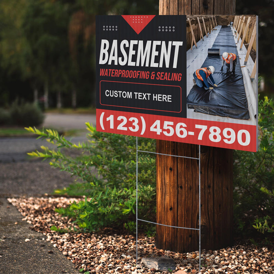 Basement Waterproofing and Sealing Services Yard Sign Design 4 -  BFS-BSMNT-24X18-DS-D4-BFS-BSMNT-24X18-SS-D4