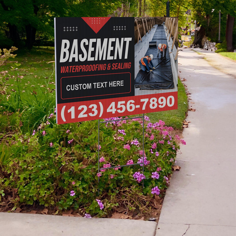 Basement Waterproofing and Sealing Services Yard Sign Design 4 -  BFS-BSMNT-24X18-DS-D4-BFS-BSMNT-24X18-SS-D4