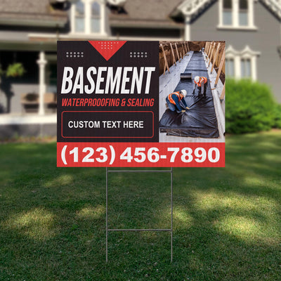 Basement Waterproofing and Sealing Services Yard Sign Design 4 -  BFS-BSMNT-24X18-DS-D4-BFS-BSMNT-24X18-SS-D4