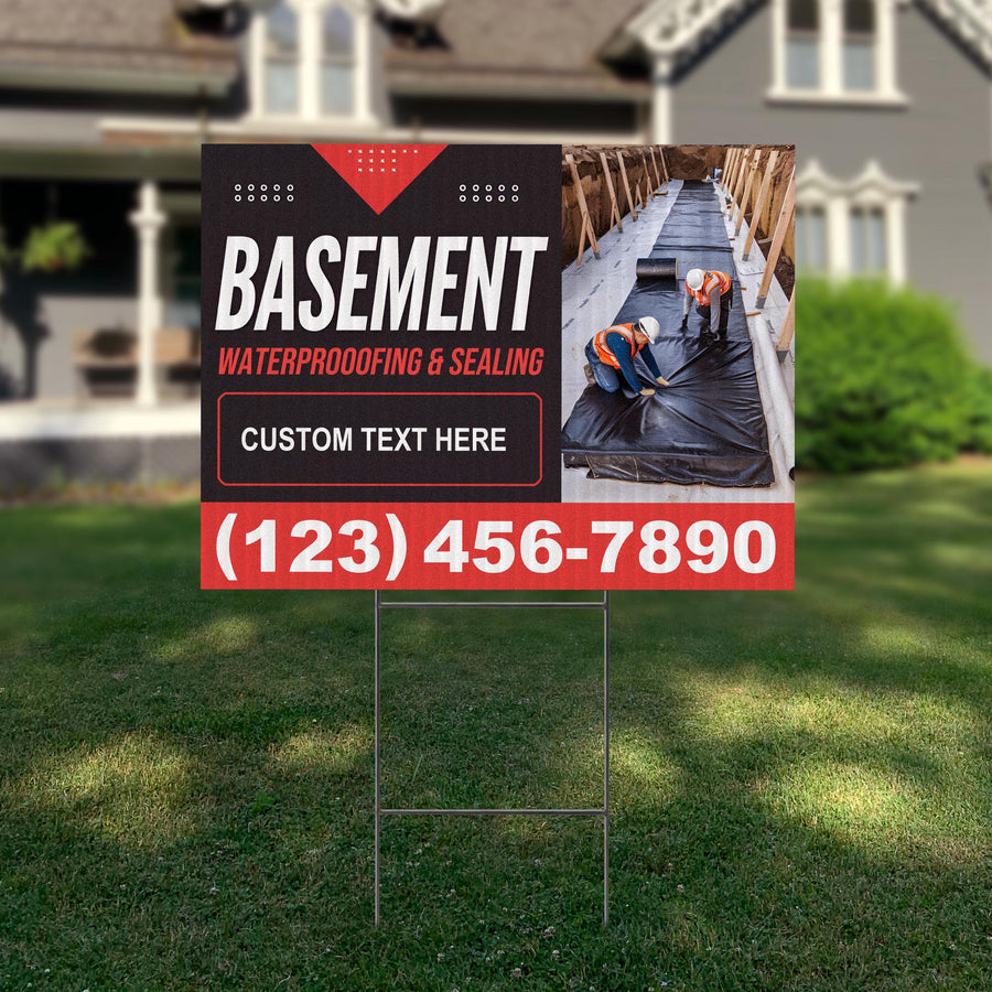 Basement Waterproofing and Sealing Services Yard Sign Design 4 -  BFS-BSMNT-24X18-DS-D4-BFS-BSMNT-24X18-SS-D4