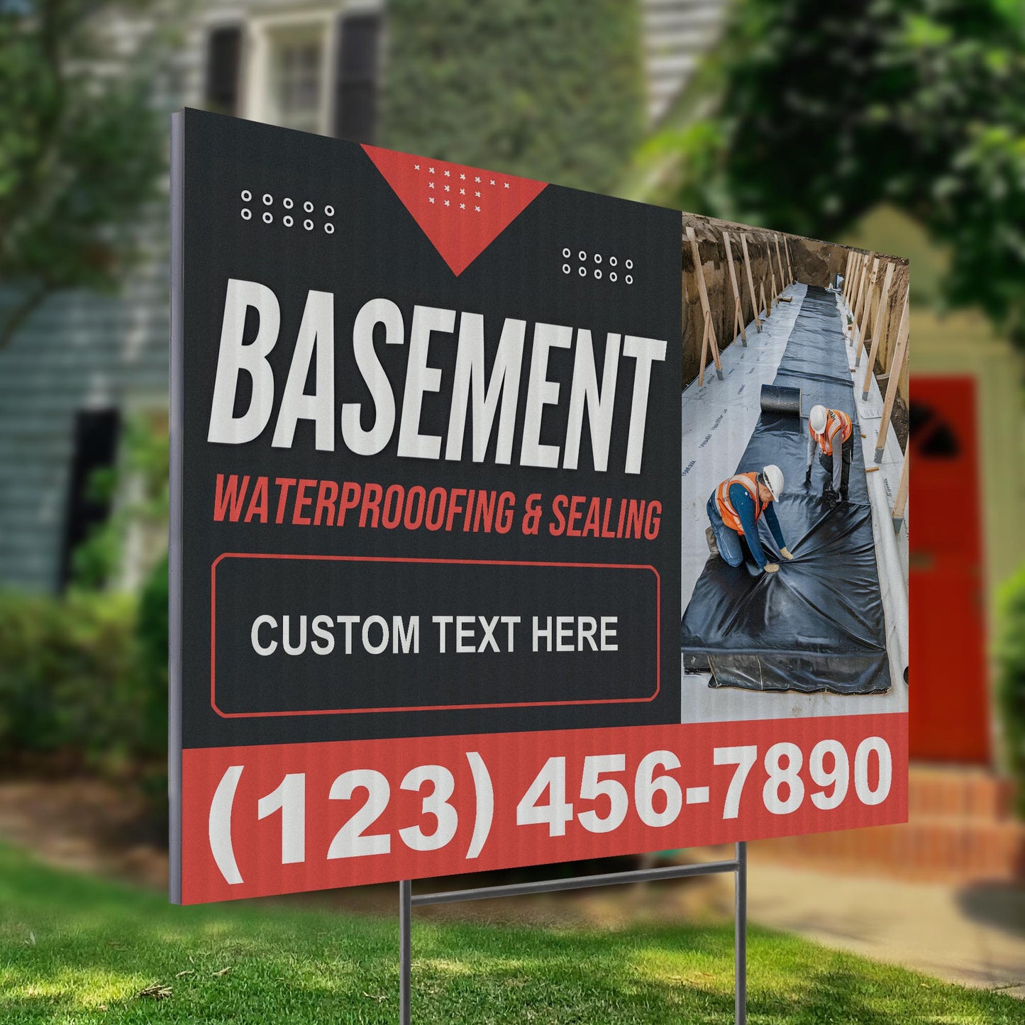 Basement Waterproofing and Sealing Services Yard Sign Design 4 -  BFS-BSMNT-24X18-DS-D4-BFS-BSMNT-24X18-SS-D4