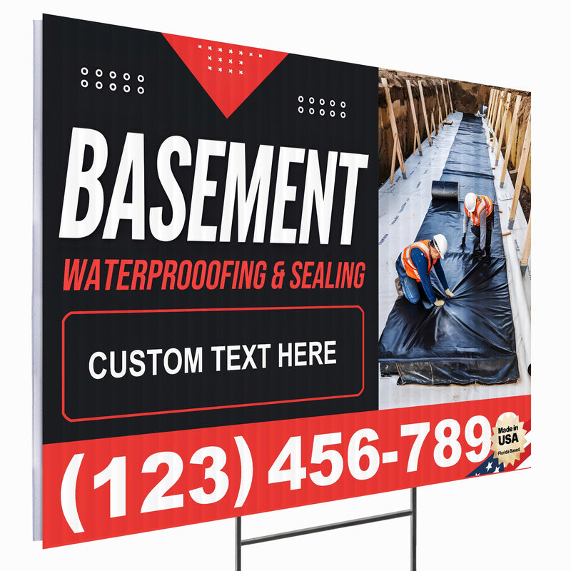 Basement Waterproofing and Sealing Services Yard Sign Design 4 -  BFS-BSMNT-24X18-DS-D4-BFS-BSMNT-24X18-SS-D4