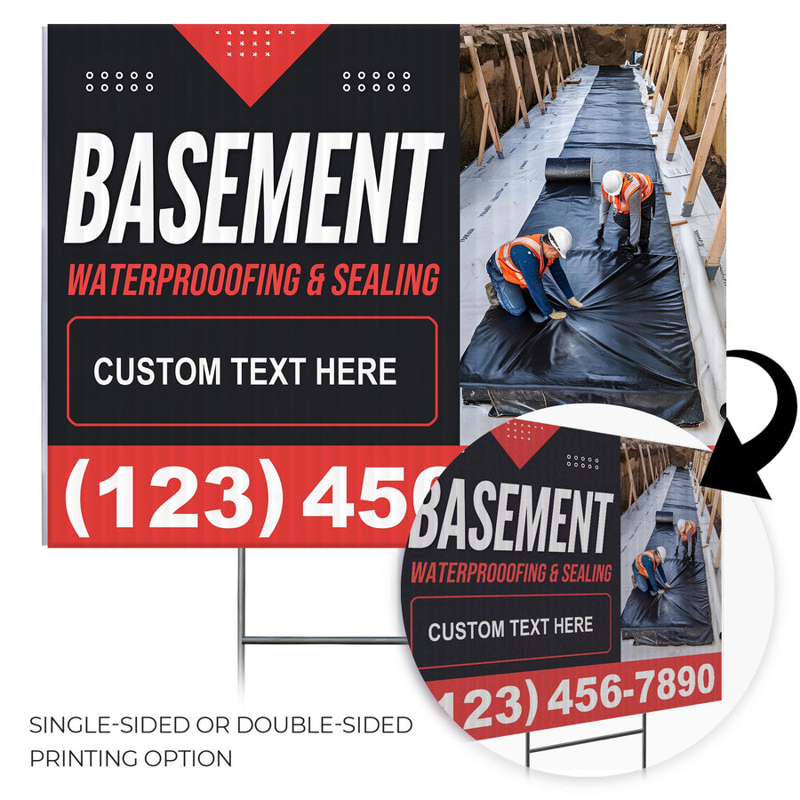 Basement Waterproofing and Sealing Services Yard Sign Design 4 -  BFS-BSMNT-24X18-DS-D4-BFS-BSMNT-24X18-SS-D4