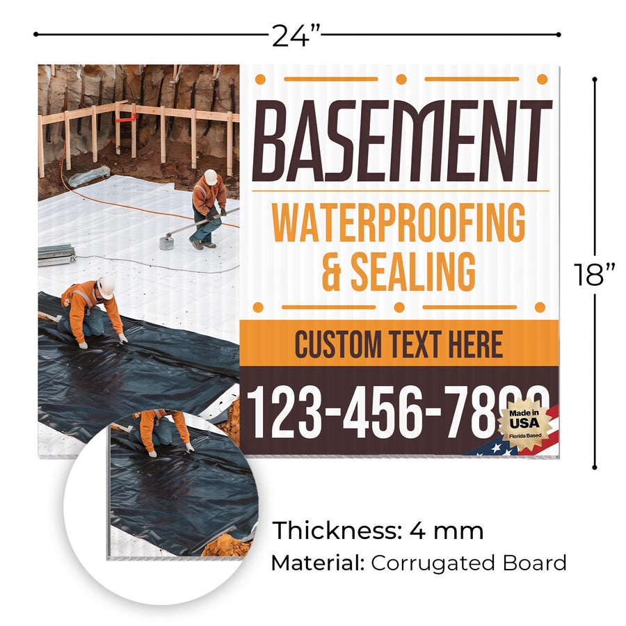Basement Waterproofing and Sealing Services Yard Sign Design 5 -  BFS-BSMNT-24X18-DS-D5-BFS-BSMNT-24X18-SS-D5