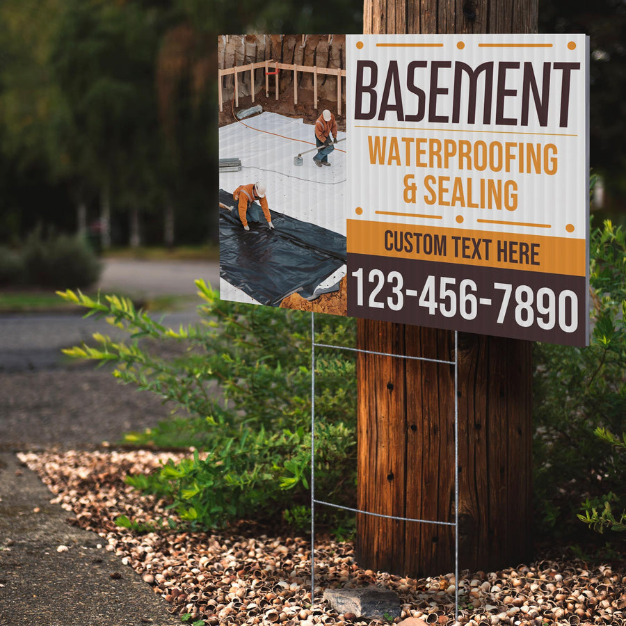 Basement Waterproofing and Sealing Services Yard Sign Design 5 -  BFS-BSMNT-24X18-DS-D5-BFS-BSMNT-24X18-SS-D5