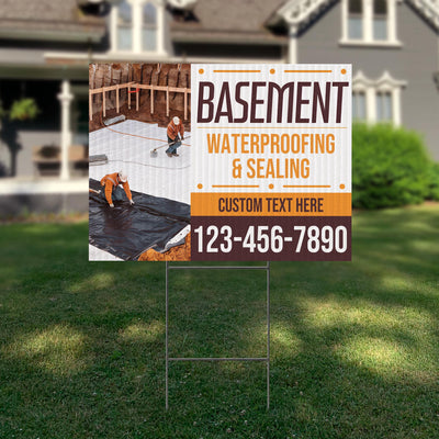 Basement Waterproofing and Sealing Services Yard Sign Design 5 -  BFS-BSMNT-24X18-DS-D5-BFS-BSMNT-24X18-SS-D5