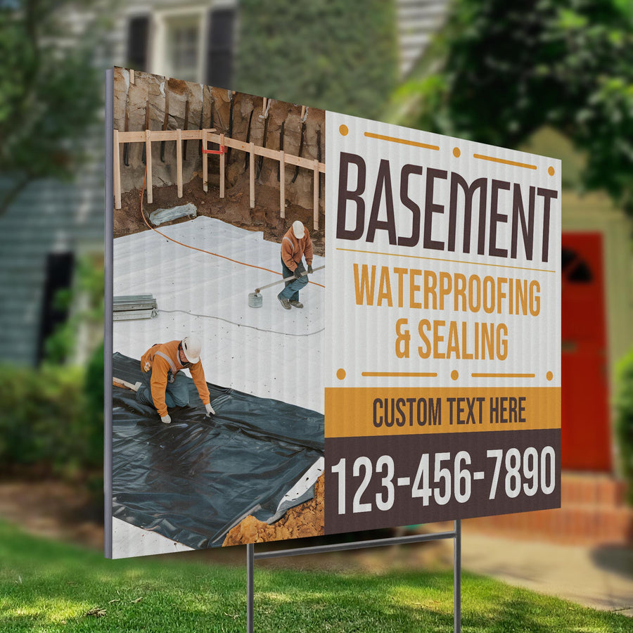 Basement Waterproofing and Sealing Services Yard Sign Design 5 -  BFS-BSMNT-24X18-DS-D5-BFS-BSMNT-24X18-SS-D5