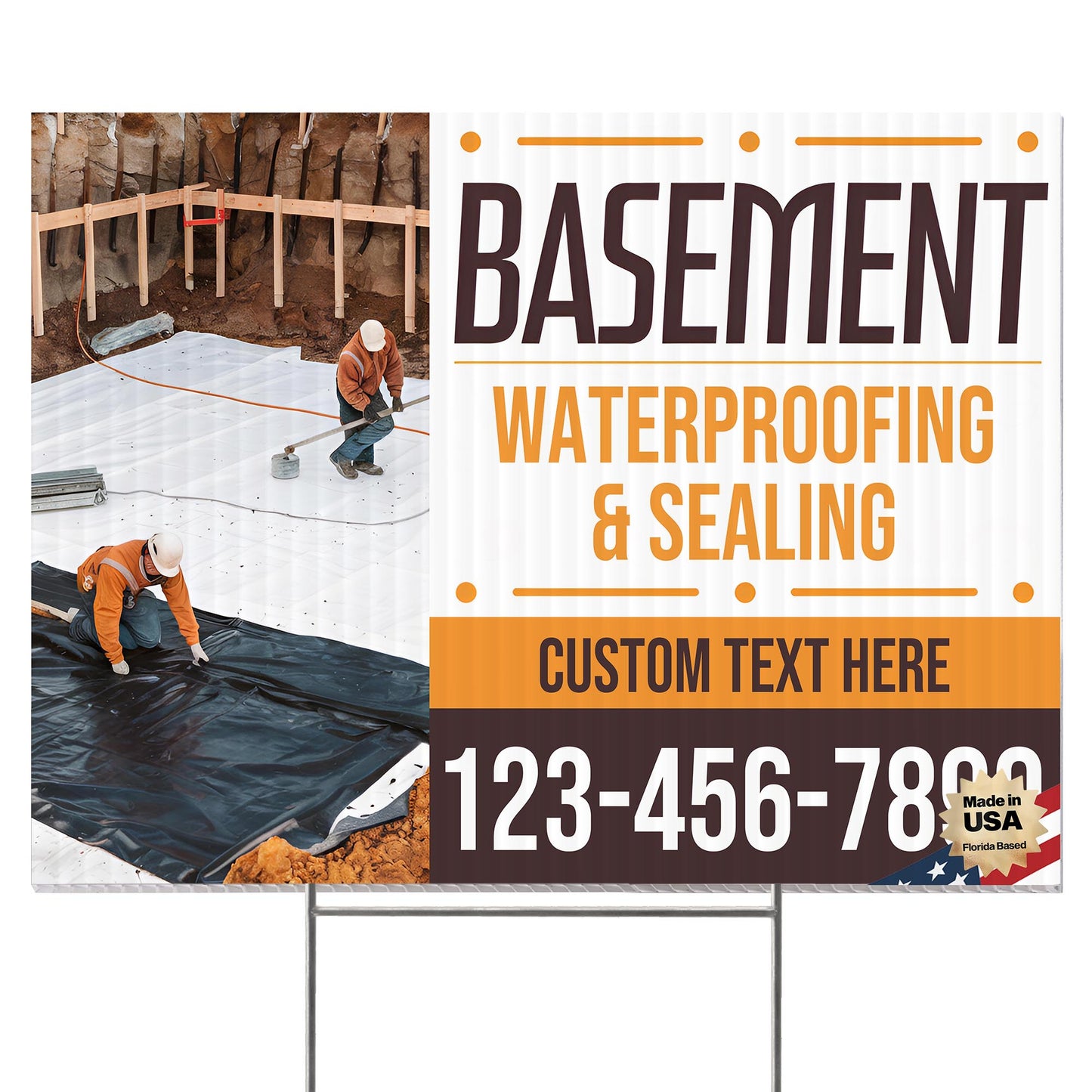 Basement Waterproofing and Sealing Services Yard Sign Design 5 -  BFS-BSMNT-24X18-DS-D5-BFS-BSMNT-24X18-SS-D5
