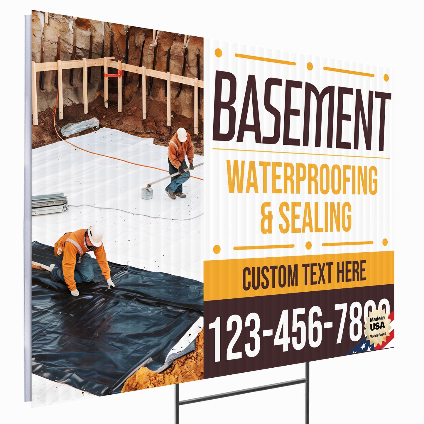 Basement Waterproofing and Sealing Services Yard Sign Design 5 -  BFS-BSMNT-24X18-DS-D5-BFS-BSMNT-24X18-SS-D5