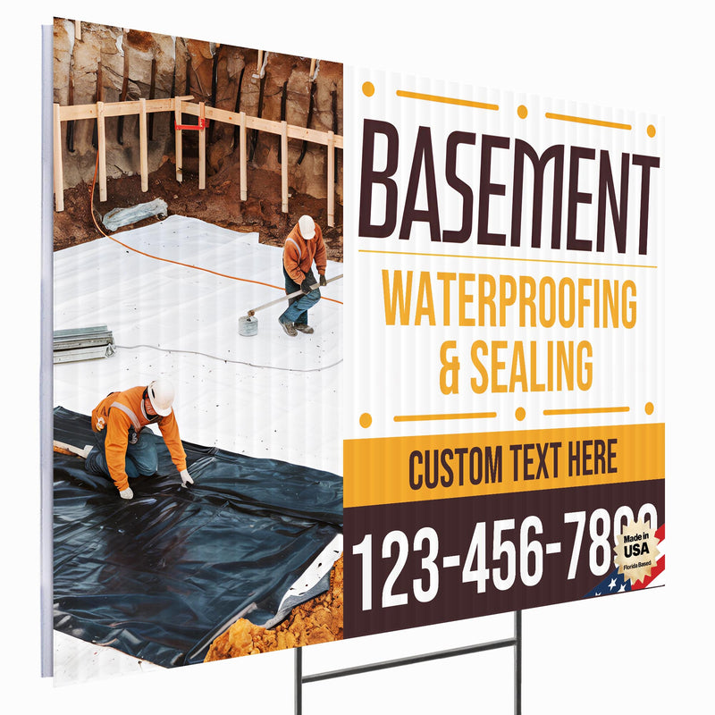 Basement Waterproofing and Sealing Services Yard Sign Design 5 -  BFS-BSMNT-24X18-DS-D5-BFS-BSMNT-24X18-SS-D5