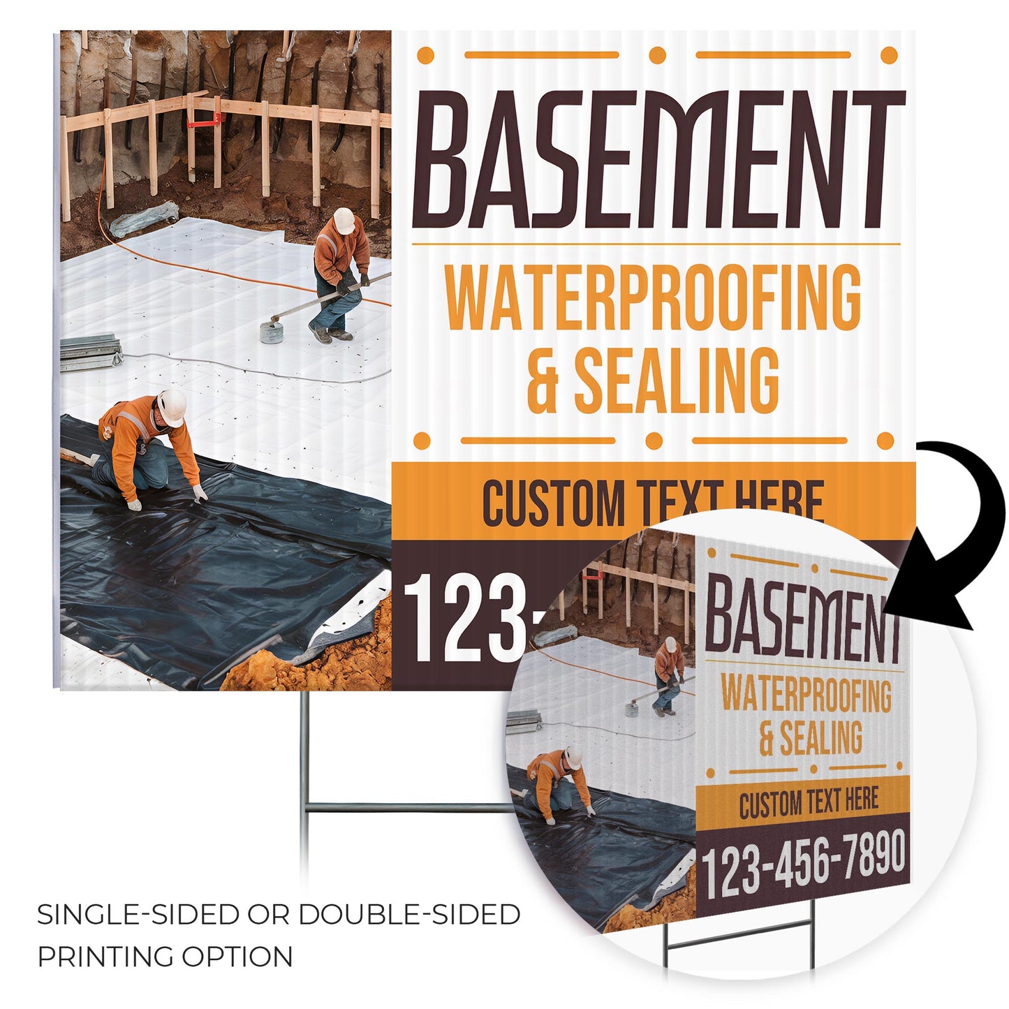 Basement Waterproofing and Sealing Services Yard Sign Design 5 -  BFS-BSMNT-24X18-DS-D5-BFS-BSMNT-24X18-SS-D5
