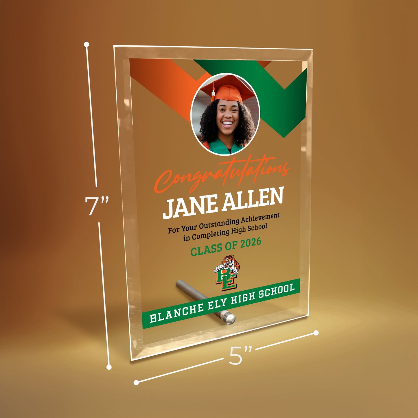 Blanche Ely High School Glass Plaque Design 1