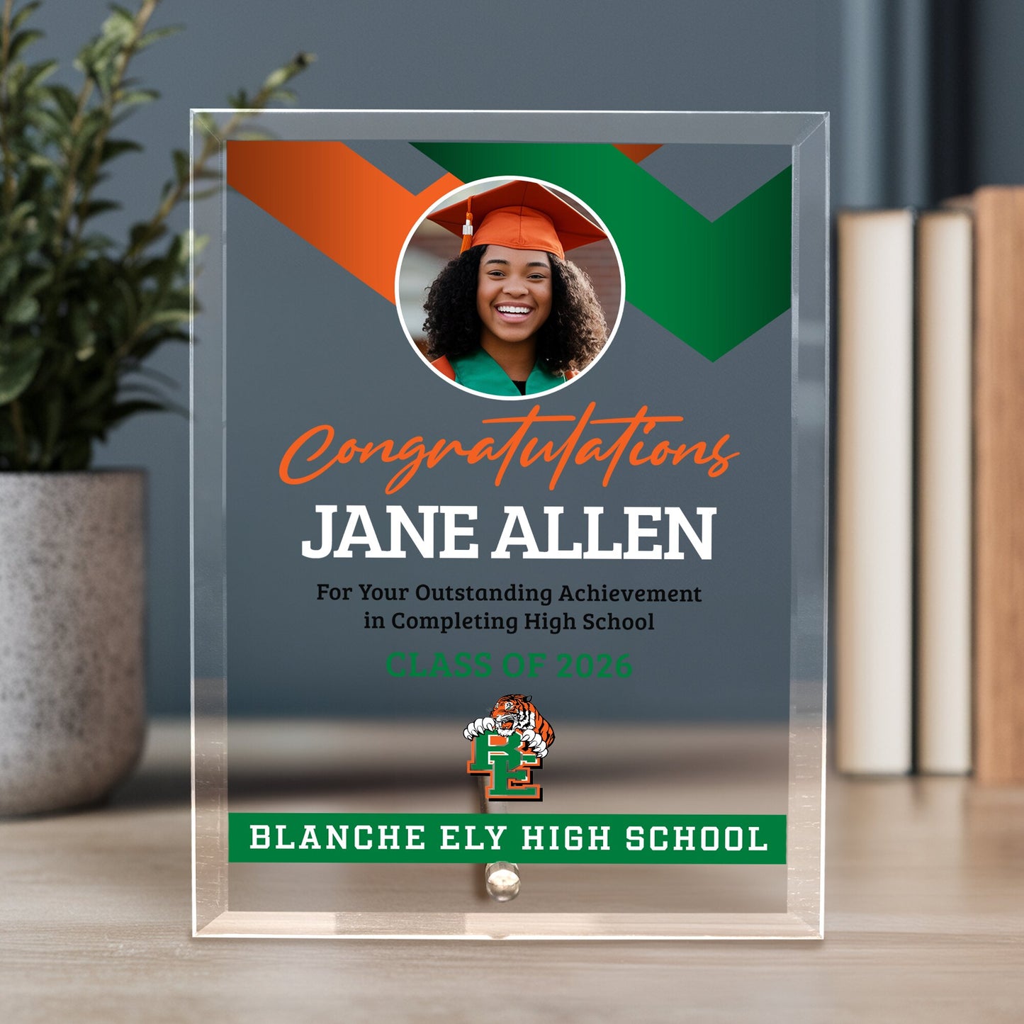 Blanche Ely High School Glass Plaque Design 1