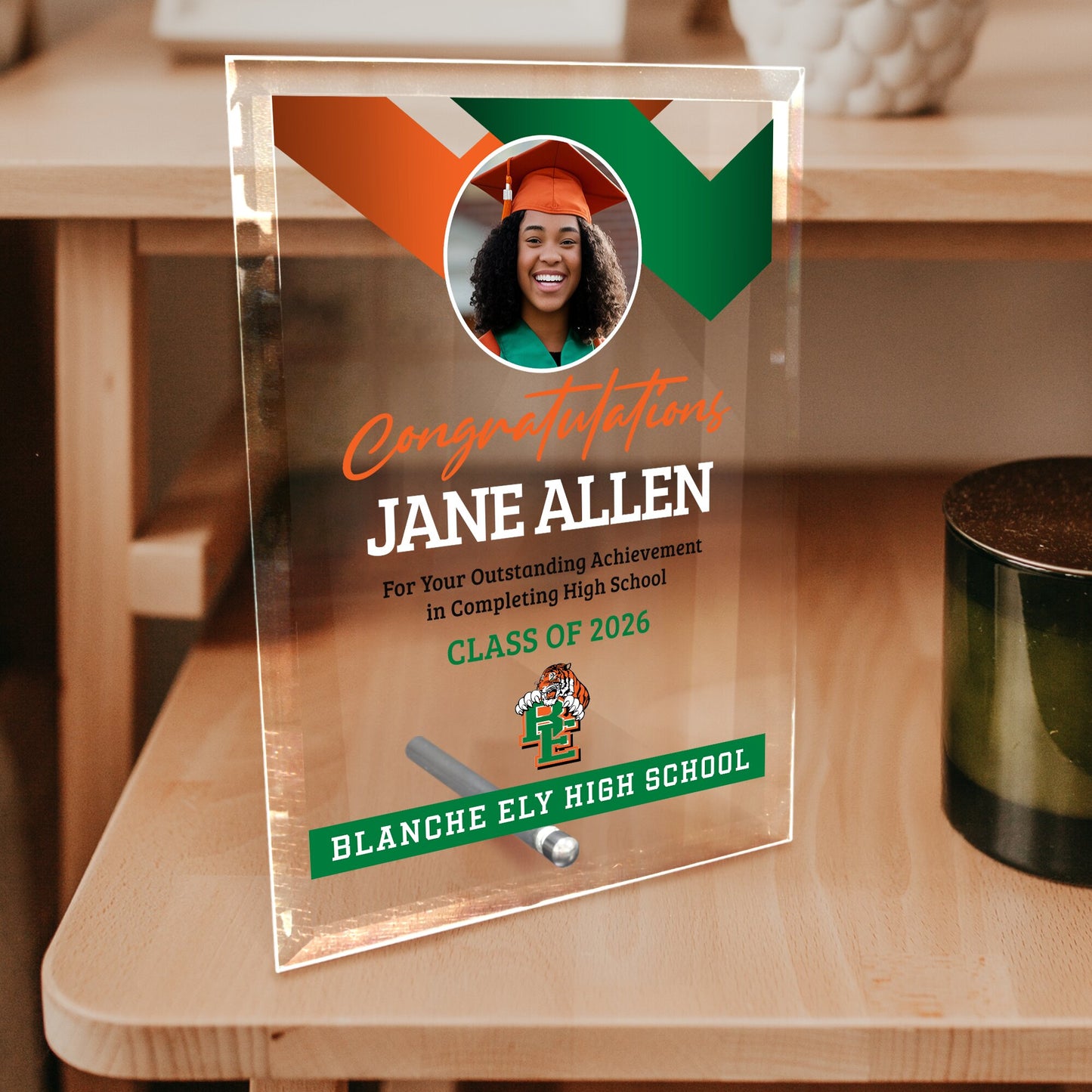 Blanche Ely High School Glass Plaque Design 1