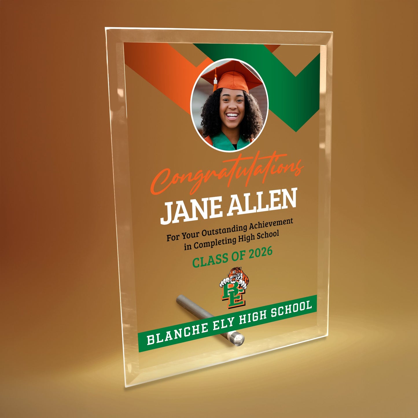 Blanche Ely High School Glass Plaque Design 1