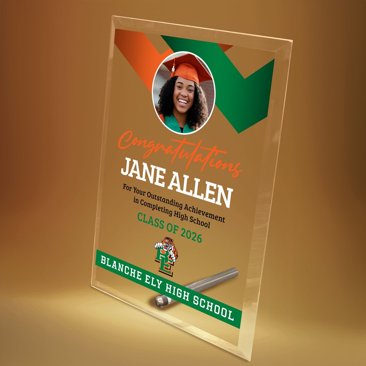 Blanche Ely High School Glass Plaque Design 1